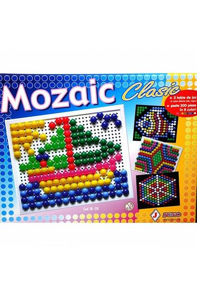 JUNO Joc Juno, Mozaic CLASIC, 300 pioneze in 8 culori, 2 table de joc