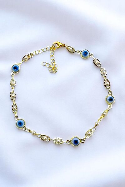 PETEK AKSESUAR Nazar Eye Pearl Shuttle Anklet