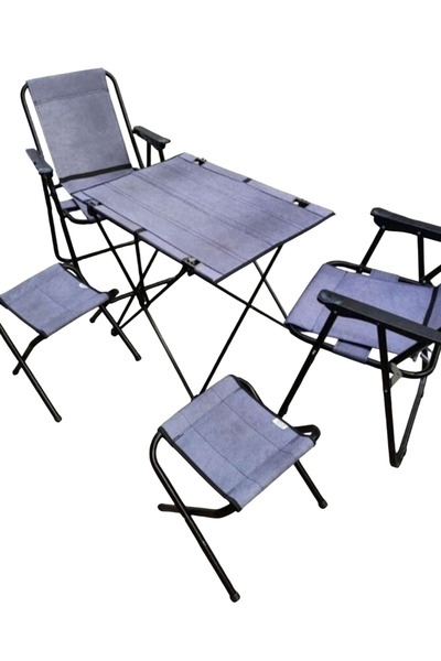 çaymekani Kamp seti (2 katlanır sandalye 1 masa 2 tabure çantalı)