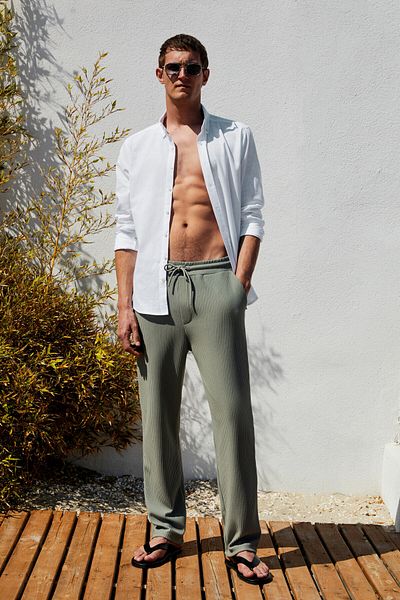 GRIMELANGE Erno Men's Relaxed Khaki Sweatpants with Elastic Waist and Side Pockets