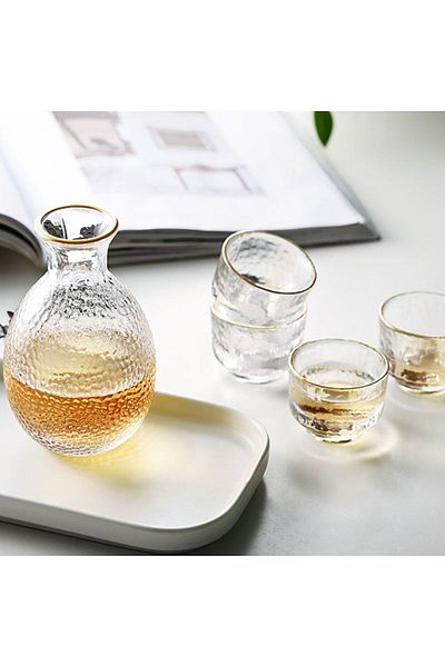 OEM Hard drinks serving set, premium glass, 300 ml, accessories included: cup and 4 Platinum glasses