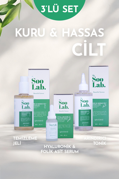 The Soo Lab Kuru ve Hassas Ciltler için Temizleme Jeli, Tonik, Serum | Hyalur...