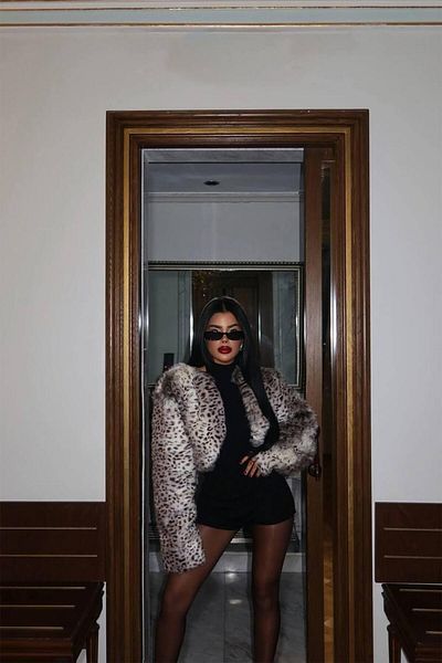 Voila Haina De Blana Artificiala Cu Imprimeu Leopard