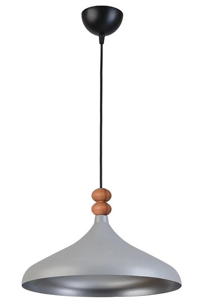 Modavize Nil Modern Design Wooden Detailed Metal Cafe - Kitchen Gray Color Single Chandelier (35 cm)