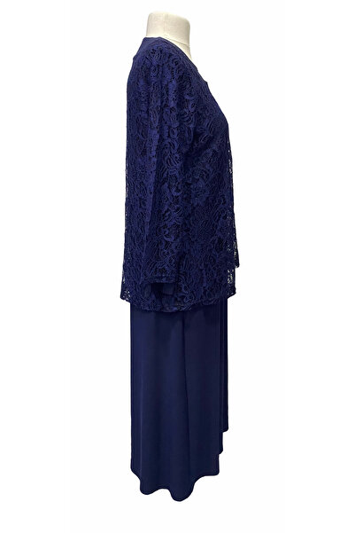 HESNA Açık Lacivert Demet Ceketli Elbise Anne Abiye Takım