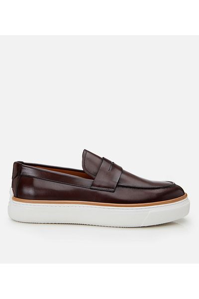 Hotiç Men's Leather Brown Ultra Light Sole Stylish Casual Loafer