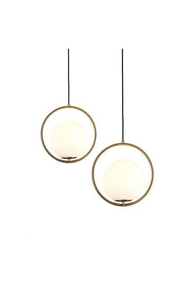 Modavize Sosa Decorative 2-Piece Chandelier - Black Antique and White Glass Kitchen and Bedroom Set