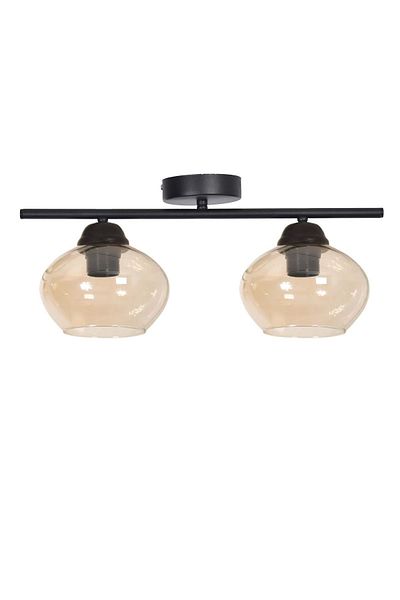 Modavize Sarnıç Modern Living Room - Black Colored 2-Piece Chandelier - Kitchen and Bedroom Honey Glass