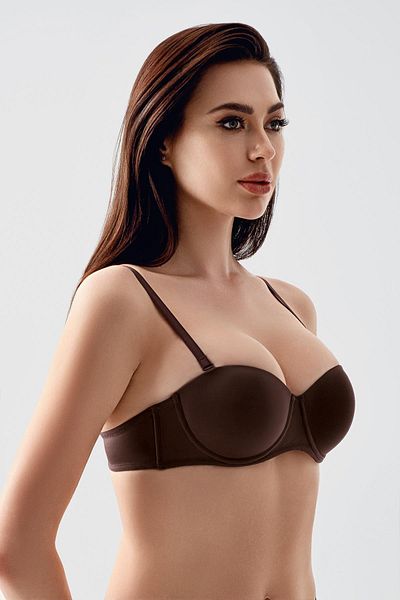 C&City Σουτιέν Push-up με επένδυση στράπλες C17055 Καφέ