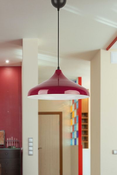 Modavize Nil Special Design - Modern Decorative Claret Red Pendant Lamp, White Single Chandelier Inside