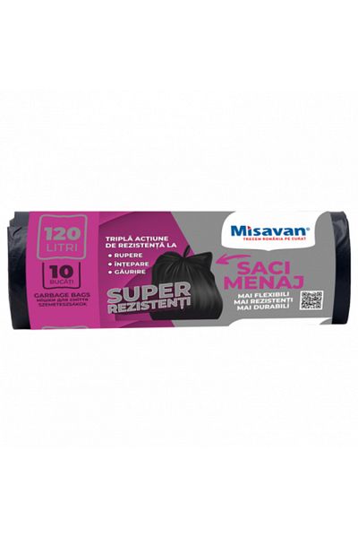Misavan Cleaning bags 120L, 10 pcs/set, black