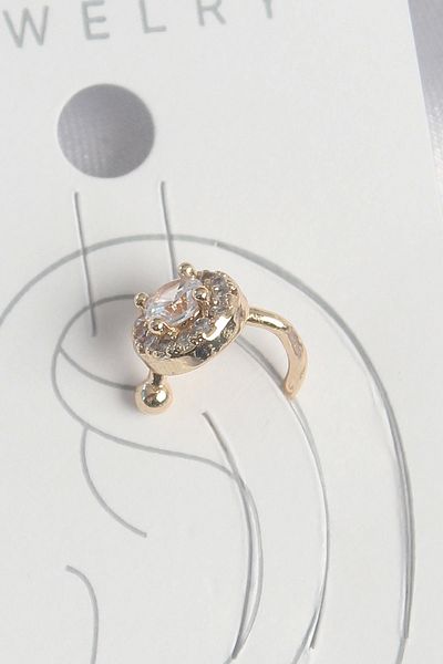 Clariss Brass Gold Color Zircon Stone Women's Cartilage Earrings