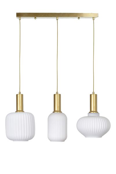 Modavize Taksim Modern Design Cafe - Kitchen - Living Room - Living Room Colorful Glass 3-Piece Chandelier