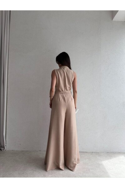 dml giyim Cravate Collar Jumpsuit