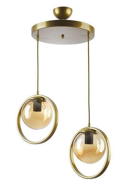 Modavize Nina Modern Living Room - Double Chandelier with Metal Ring and Closed Glass - Kitchen and Bedroom