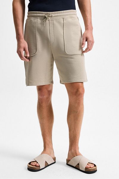 GRIMELANGE Gauci Men's Relaxed Stone Color Shorts with Elastic Waist and Side and Back Pockets