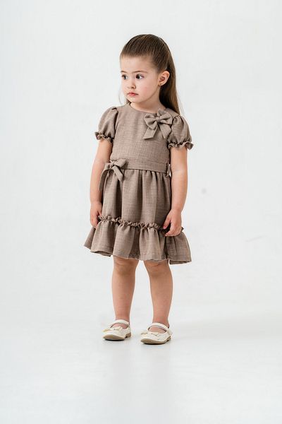 Titimixkids Ленена рокля за момиче с папионка и колан