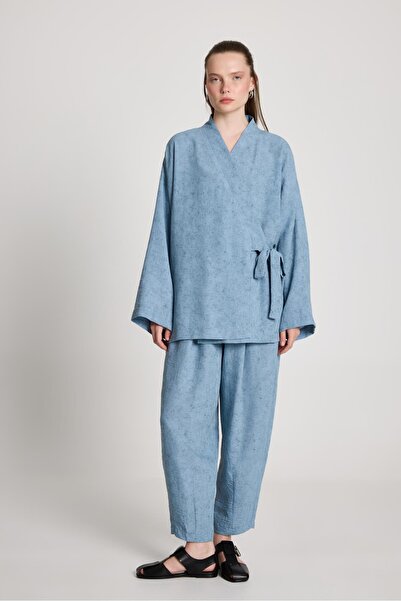 minaaise Кімоно з льону з зав'язками Bellamy, індиго