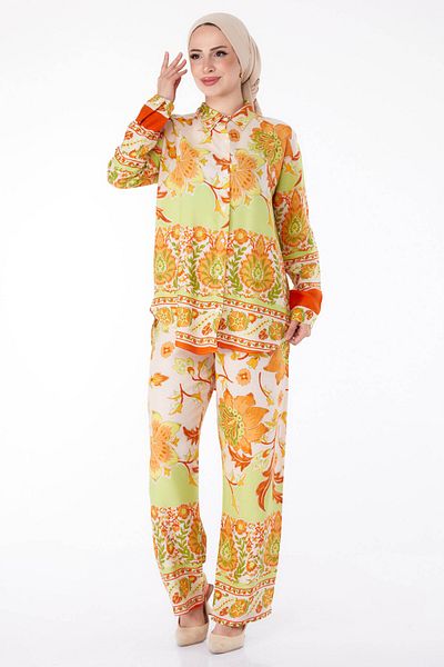 TOFİSA Patterned Tunic Trousers Orange - 25604