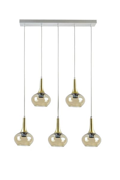 Modavize Nero Modern Design - Set of 5 White Chandeliers for Living Room, Cafe, Kitchen