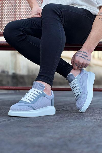 Byshoes Wagoon Wg019 Gray Knitwear Men's Casual Shoes