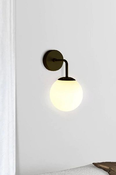 Modavize Sevda Modern Living Room - Kitchen - Bedroom Wall Sconce Black Color White Glass Sconce