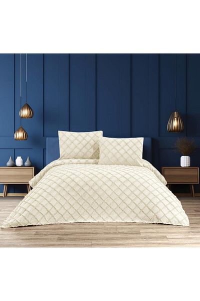 HZR Ekol Baklava Model 3 Pieces Cream Color 1 Bedspread (240X250 cm) + 2 Pillowcases (50X70) cm