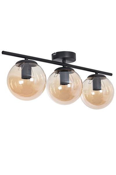 Modavize Nika Modern Living Room - 3-Piece Black Body Honey Glass Chandelier - Kitchen and Bedroom