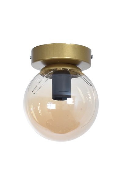 Modavize Çaça Modern Living Room - Gold Antique Colored Ceiling Plate - Honey Glass Single Chandelier