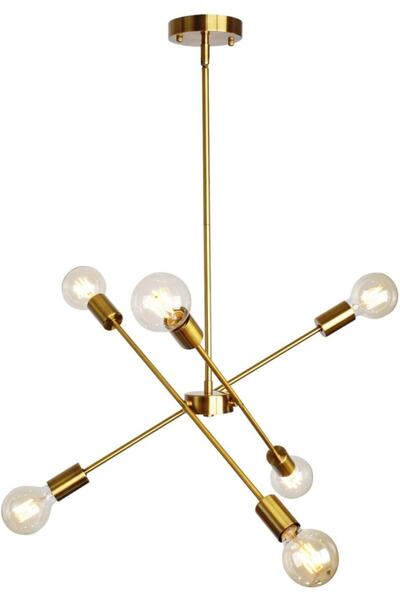 Modavize Eliza Modern Salon - Mutfak - Yatak Odası Eskitme Renk 6 Lı Avize (AMPULSÜZ)