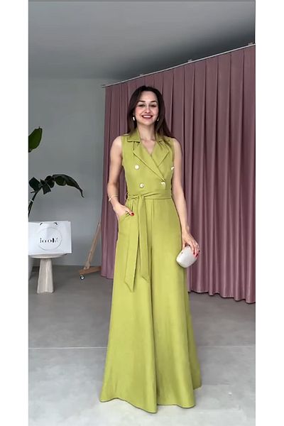 dml giyim Cravate Collar Jumpsuit