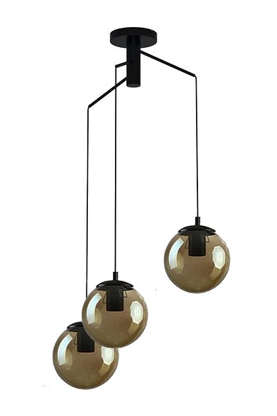 Modavize Elroy Black Living Room - 3-Piece Smoked Glass Pendant Lamp - Kitchen and Cafe Authentic Case