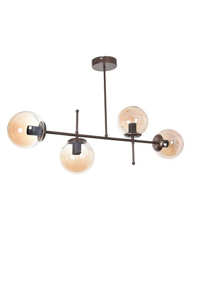 Modavize Feris Modern Design - Brown Colored 4-Piece Chandelier Set, Honey Glass Bedroom