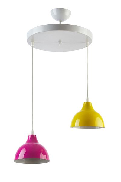 Modavize Kinder White Living Room - Kitchen Cafe Body - 2-Piece Yellow Pink Chandelier