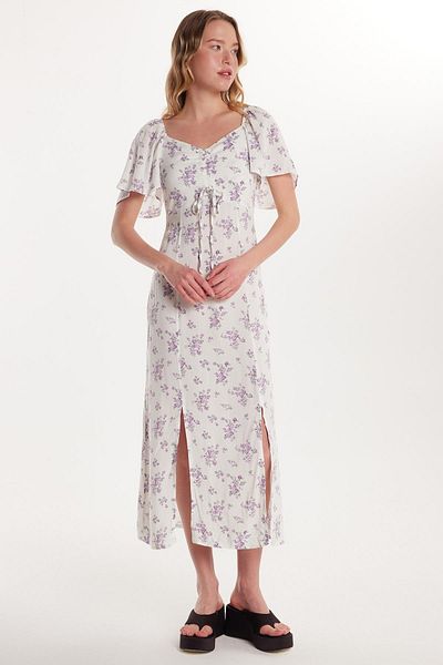 Tudors Rochie de damă, cu croială standard, cu modele, din viscoză, cu fante