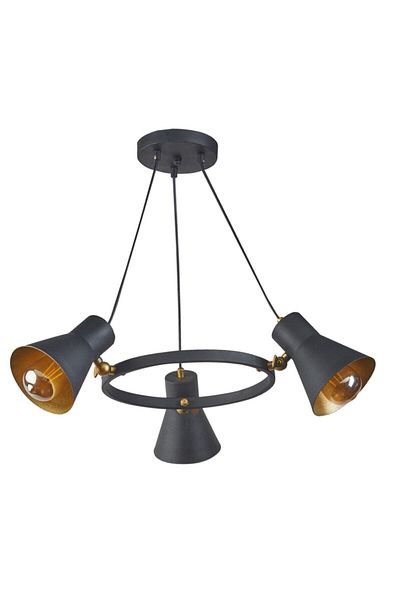 Modavize Wind 3-Piece Black Metal Chandelier - Retro Rustic Modern Articulated Living Room Kitchen Cafe Set