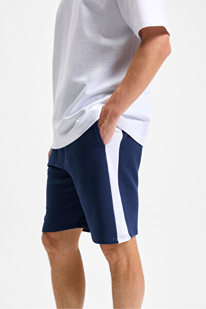 GRIMELANGE KEPA Erkek Beli Lastikli Cepli Relaxed Fit Lacivert Şort