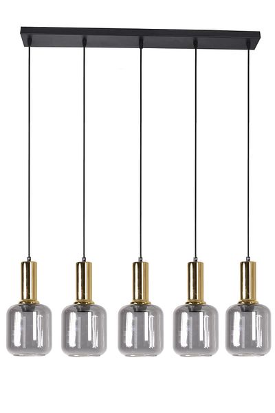 Modavize Tanem Modern Design Living Room Kitchen Cafe Gold Color Smoked Glass 5-Piece Chandelier