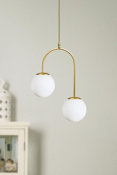 Modavize Janin Modern Living Room - 2-Piece Chandelier Kitchen and Bedroom Pendant Lamp Antique Body Honey Glass