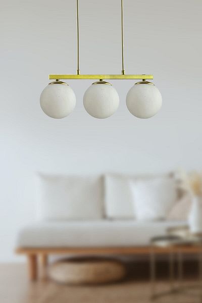 Modavize Caesar White Living Room - Antique Glass Modern Design 3-Piece Chandelier - Kitchen and Bedroom