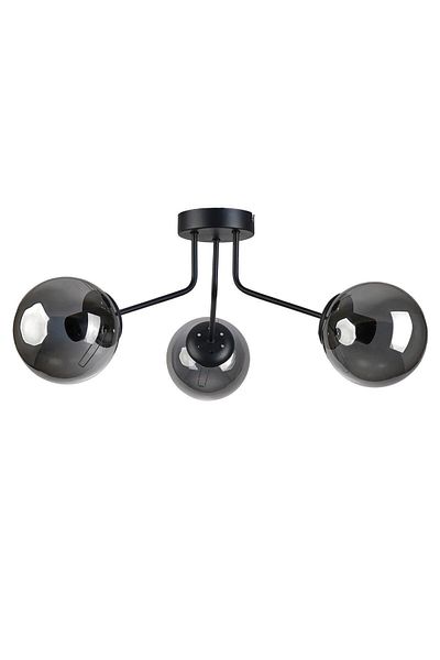 Modavize Flora Modern Design - 3-Piece Black and Smoke Glass Chandelier Set
