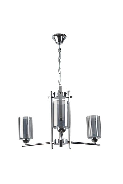 Modavize Modern Chrome Smoked Glass Triple Chandelier - Living Room, Kitchen, Bedroom