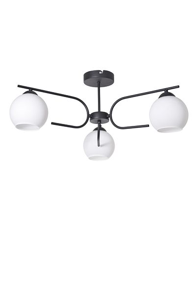 Modavize Aloha Modern Design Living Room Bedroom Kitchen Black Color 3-Piece Chandelier with White Glass