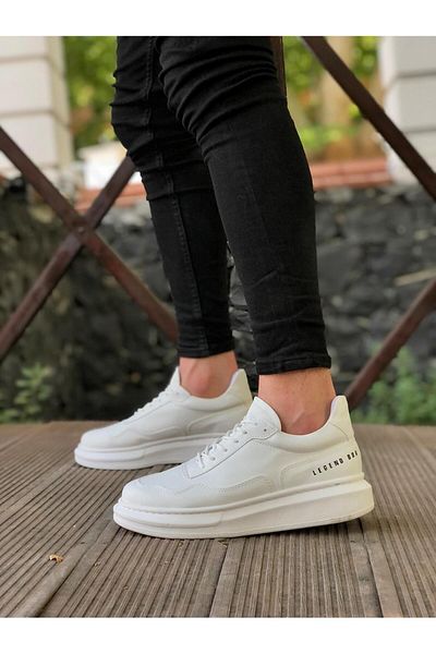 Byshoes BA0238 BOA High Sole White Lace-Up Men's Shoes
