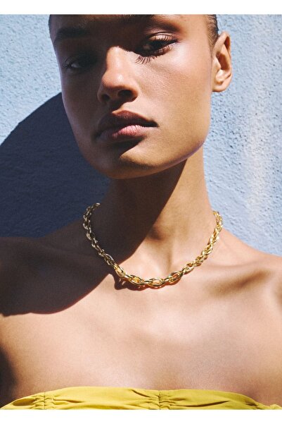 MANGO Woman Kombine bağlantılı zincir kolye