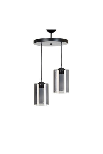 Modavize Lion Black Smoked Glass 2-Piece Chandelier - Modern Design Cafe Kitchen Living Room