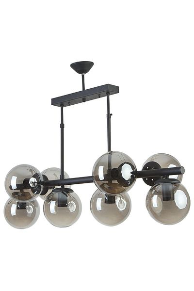 Modavize Salsa Modern Black Smoked 8-Piece Chandelier - Cafe Kitchen Living Room Glass