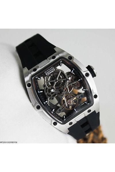 MICHAEL TOMMY Mt20313Gsybsy58 Automatic Men's Wrist Watch with Silicone Cord