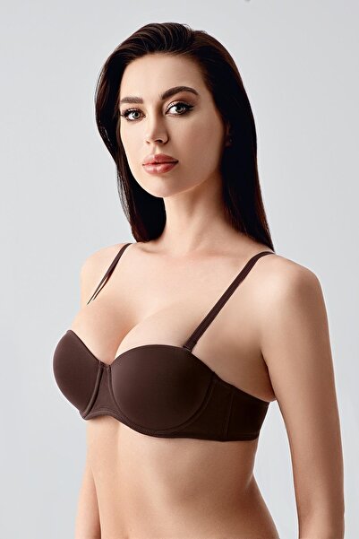 C&City Σουτιέν Push-up με επένδυση στράπλες C17055 Καφέ
