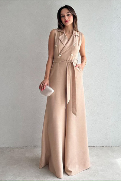 dml giyim Cravate Collar Jumpsuit